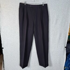 Paul Dione Worsted Wool Pants Mens 34 X 31 Navy Blue Dress